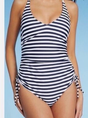 Kona Sol One Piece Swimsuit Size Medium Striped Swim Bathing Suit New XL